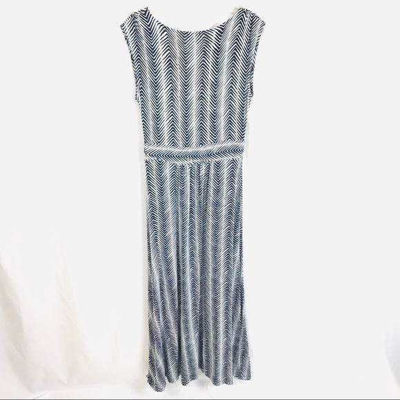 Talbots sleeveless maxi dress navy white v-neck - Picture 7 of 7